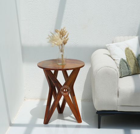 Rovix Sheesham Wood Side Table - Honey Finish Arina Living