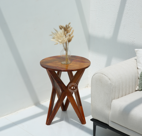 Rovix Sheesham Wood Side Table - Honey Finish Arina Living