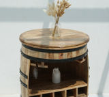 Mallus Mango Wood Barrel Cocktail Cabinet in Natural Finish – Rustic Bar Cabinet