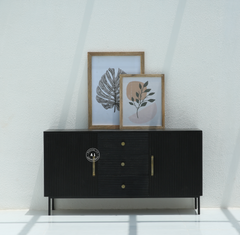 Modern Black Sideboard & Cabinet – 2 Door 3 Drawer Storage Cabinet Arina Living