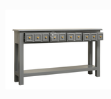 Mango Wood Console Table with Drawer Storage - grey Finish Arinaliving