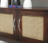 Stride Sheesham Wood Console Table with 3 Doors - Walnut Finish