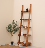 Chison Acacia Wood Ladder Bookshelf – Solid Wood Display Shelf
