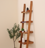Chison Acacia Wood Ladder Bookshelf – Solid Wood Display Shelf