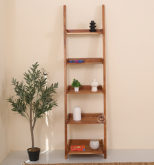 Chison Acacia Wood Ladder Bookshelf – Solid Wood Display Shelf Arina Living