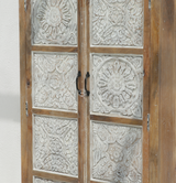 Casio Carving Wardrobe in White & Natural Finish – Solid Mango Wood