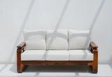 Vortex 3 Seater Sheesham Wood Sofa with Cane Detailing – Honey Finish Arina Living