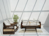 Vortex 3+1+1 Sheesham Wood Sofa Set with Cane Detailing – Walnut Finish Arina Living