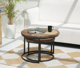 Norge Nesting Coffee Table Set of 2 with Cane Top & Metal Base – Honey Finish
