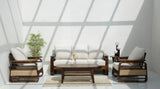 Vortex 3+1+1 Sheesham Wood Sofa Set with Cane Detailing – Walnut Finish Arina Living