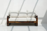 Vortex 3 Seater Sheesham Wood Sofa with Cane Detailing – Walnut Finish Arina Living