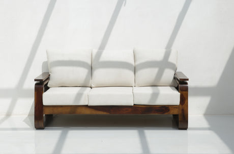 Vortex 3 Seater Sheesham Wood Sofa with Cane Detailing – Walnut Finish Arina Living
