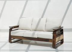 Vortex 3 Seater Sheesham Wood Sofa with Cane Detailing – Walnut Finish Arina Living