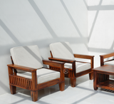 Flux 3+1+1 Sheesham Wood Sofa Set with Cushions – Honey Finish