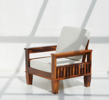 Flux 3+1+1 Sheesham Wood Sofa Set with Cushions – Honey Finish