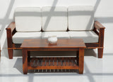 Flux 3 Seater Sheesham Wood Sofa with Cushions – Honey Finish Arina Living