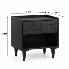 Hearld Solid Mango Wood Bedside Table with Drawer – Black Finish Arina Living