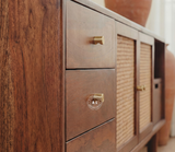 Savarna solid Mango Wood TV Unit with Natural Cane Detailing