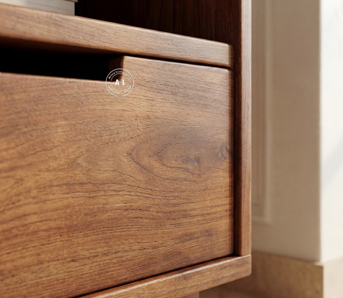 Savarna solid Mango Wood TV Unit with Natural Cane Detailing