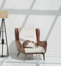 Native Wooden Lounge Chair – Premium Rexine & Cotton Upholstered Accent Chair with Metal Legs Arina Living