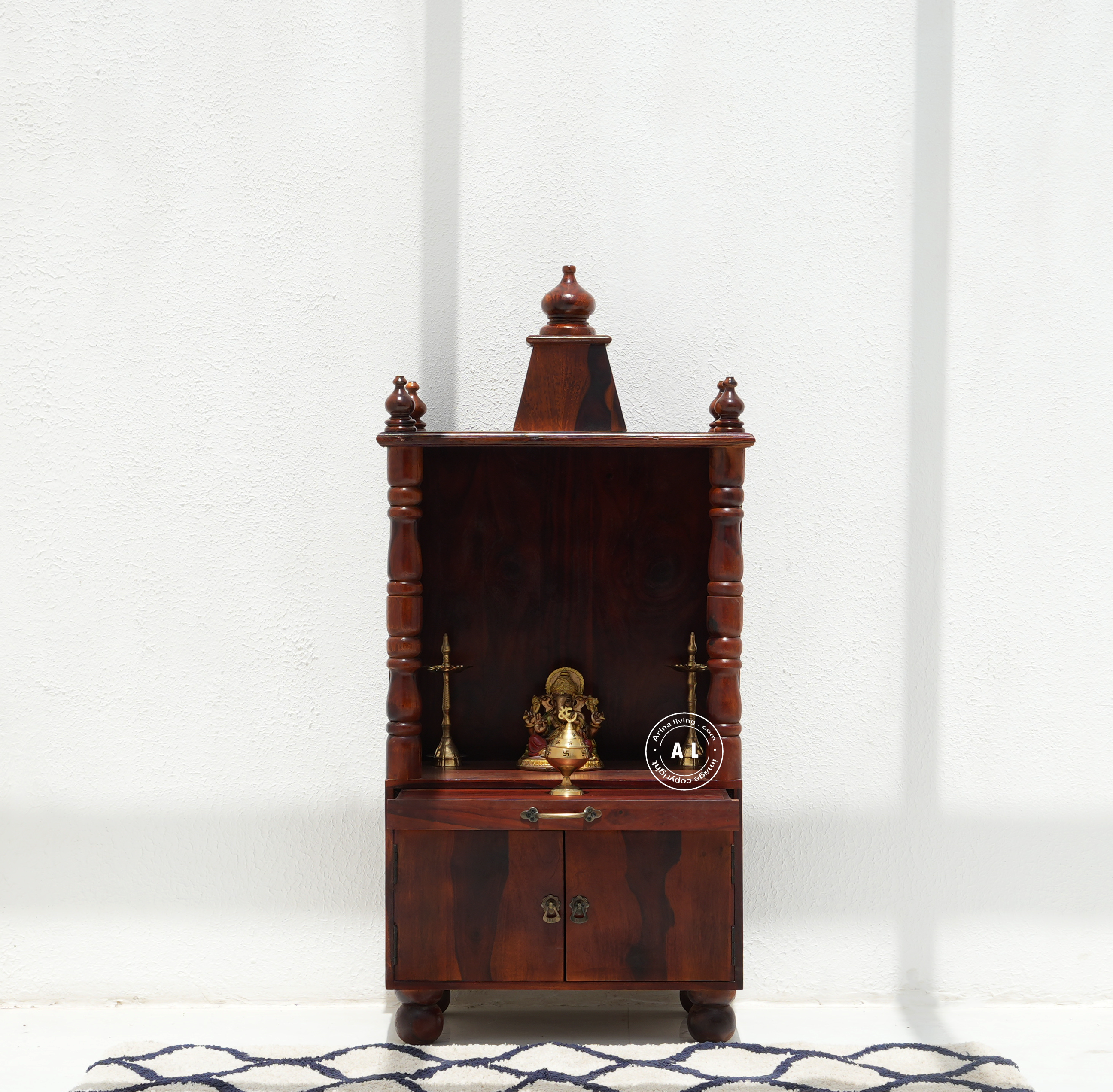 Solid Wood Home Temple with door – honey Finish Arina Living