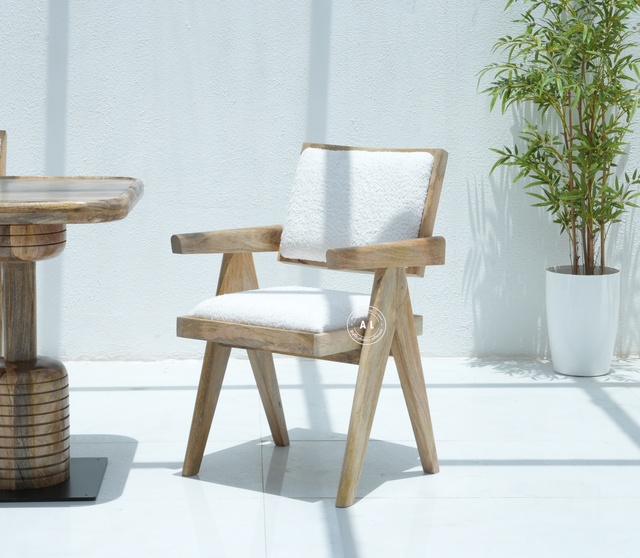 solid wood dining chair with Cushioned Seat – Natural Finish , Single Piece Arina Living