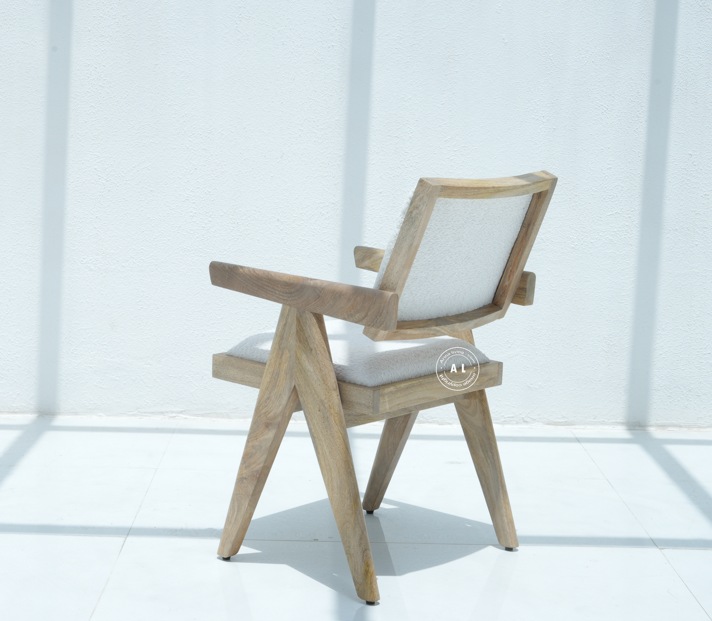 solid wood dining chair with Cushioned Seat – Natural Finish , Single Piece Arina Living