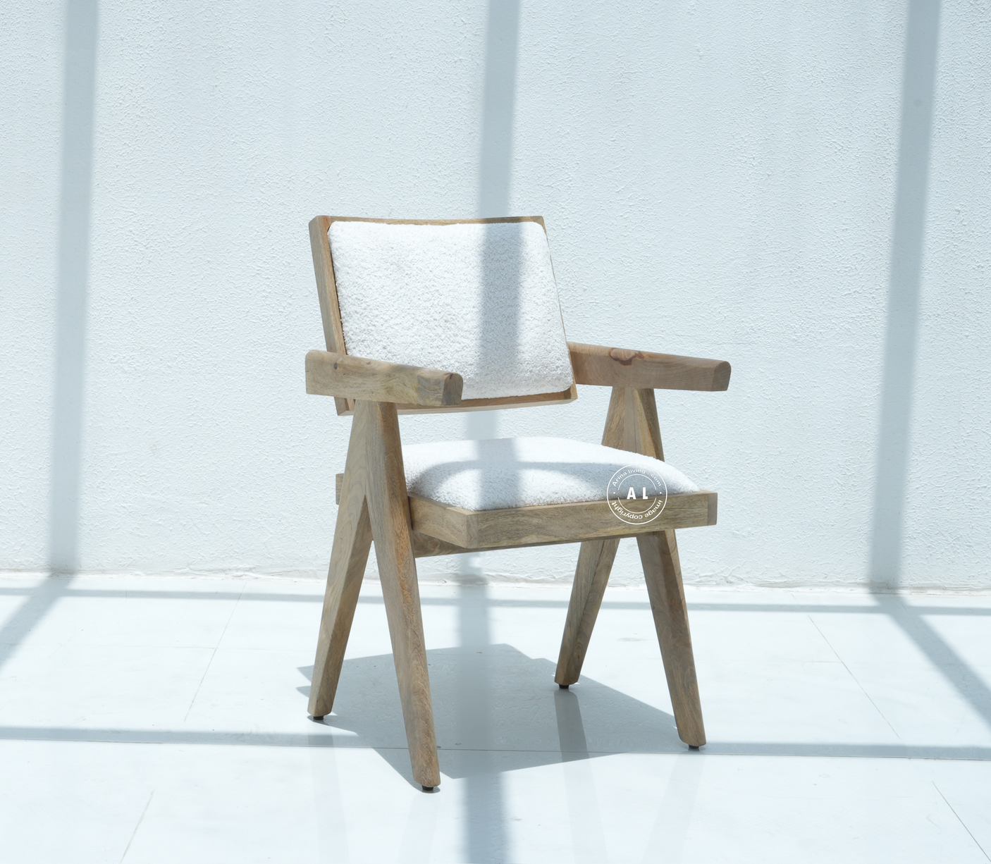 solid wood dining chair with Cushioned Seat – Natural Finish , Single Piece Arina Living