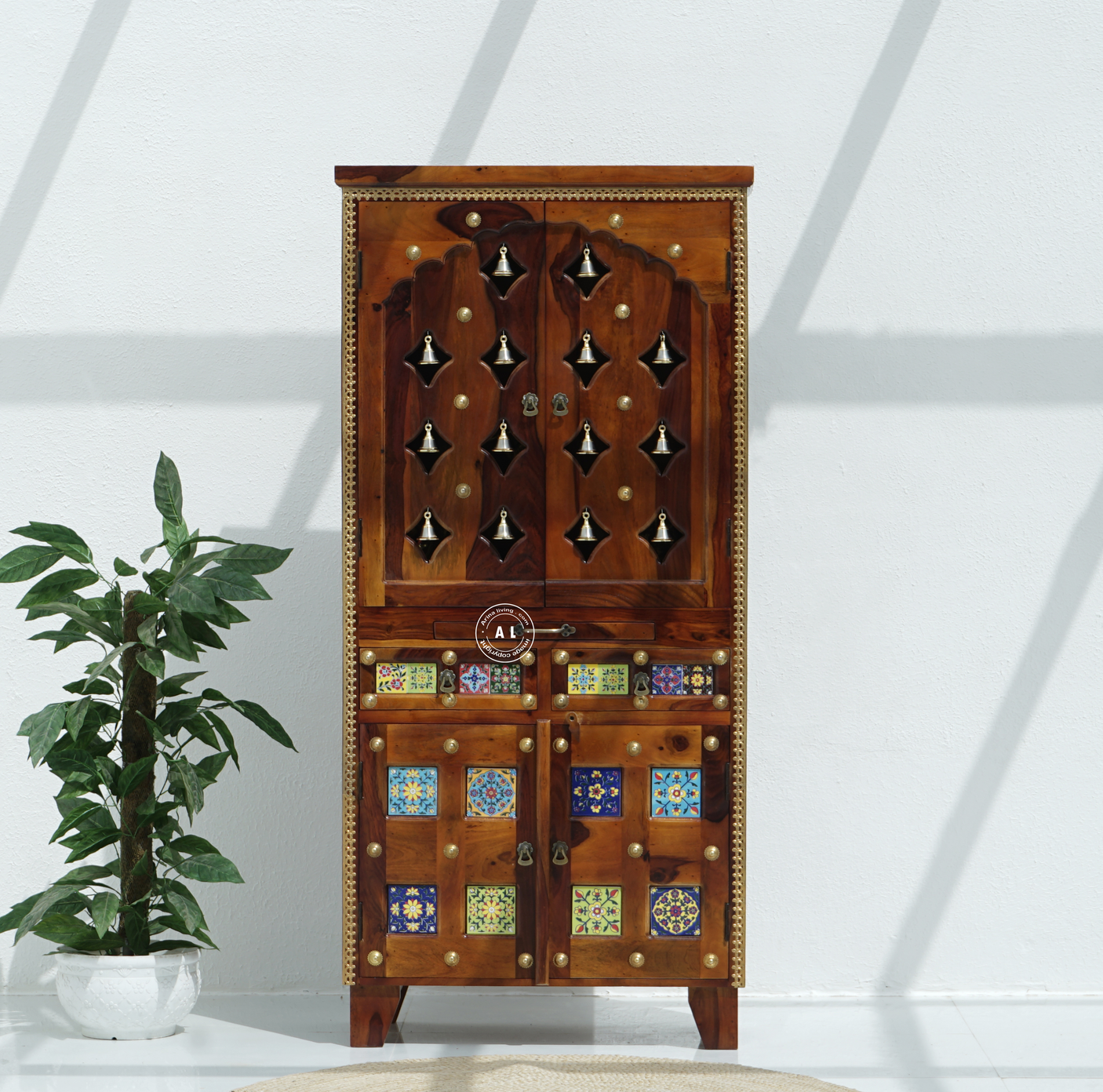 Kerman Sheesham Wood Floor Standing Temple with Door