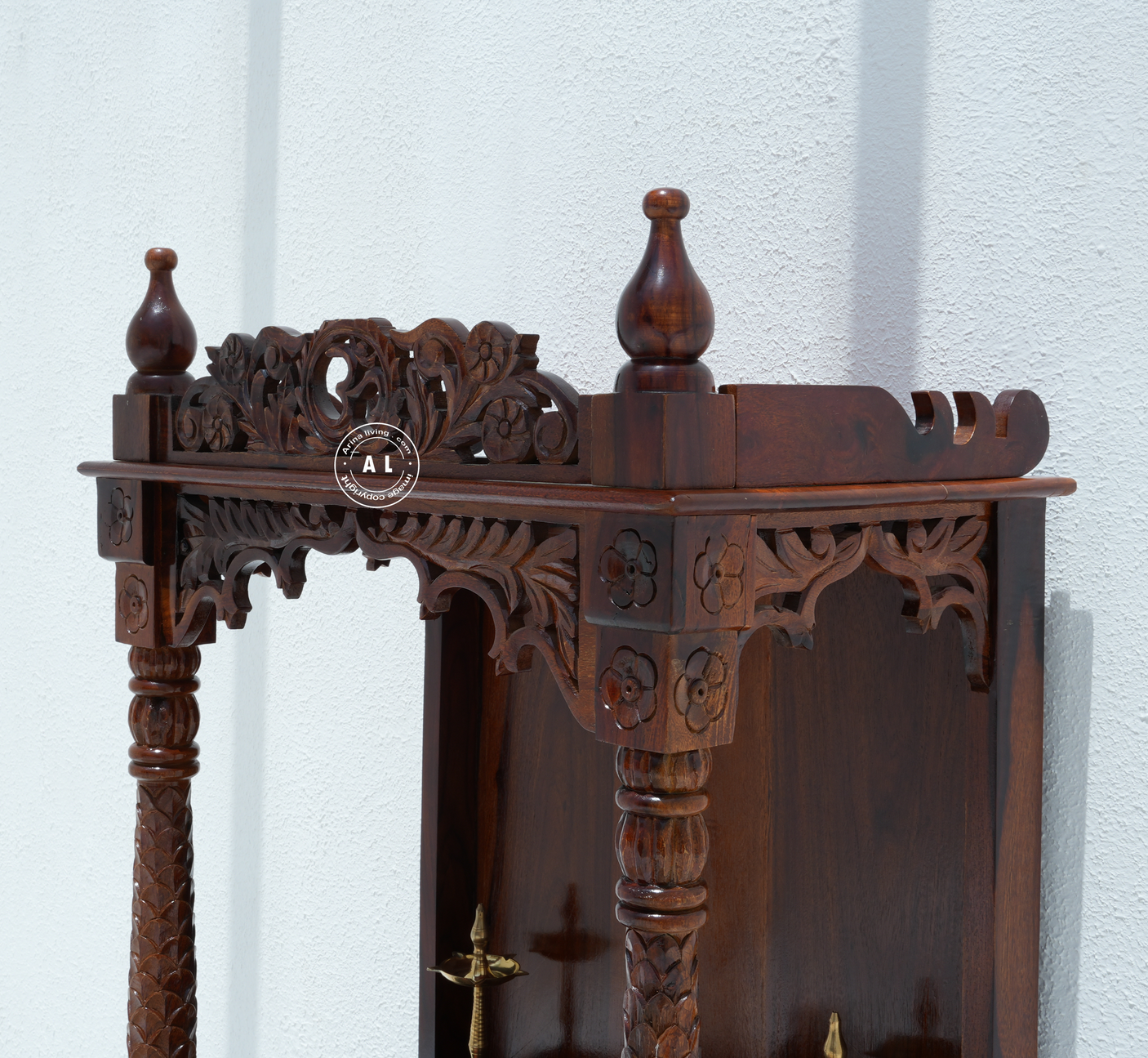 Wooden Temple with Storage - Honey finish Arina Living