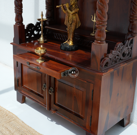 Wooden Temple with 2 door - Honey finish Arina Living