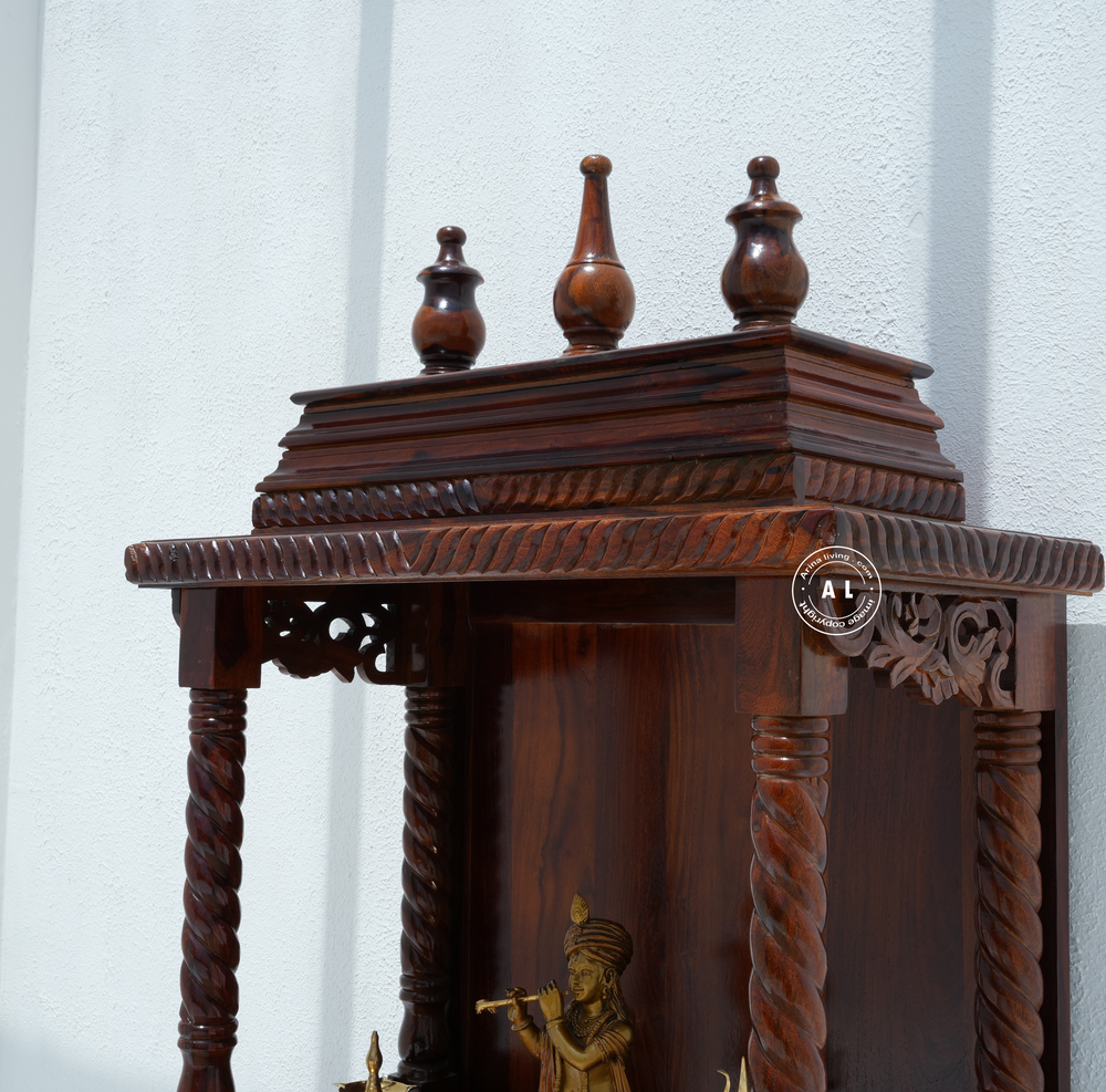 Wooden Temple with 2 door - Honey finish Arina Living