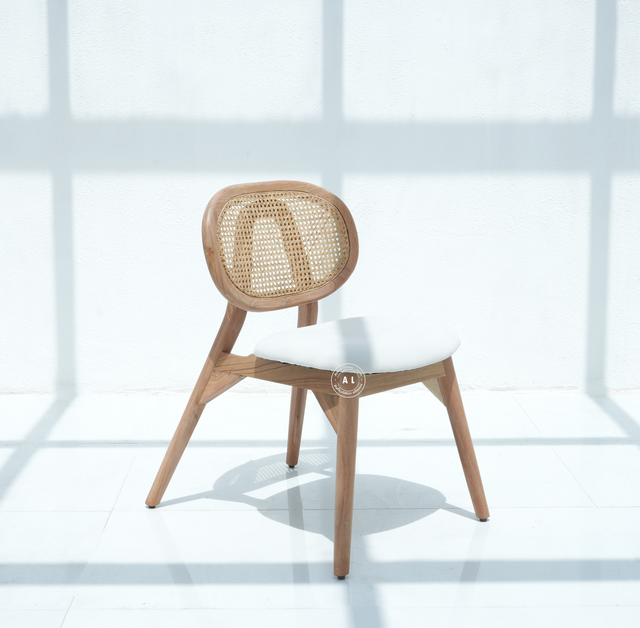 Acacia Wood Dining Chair with Cushioned Seat – Natural Finish , Single Piece Arina Living