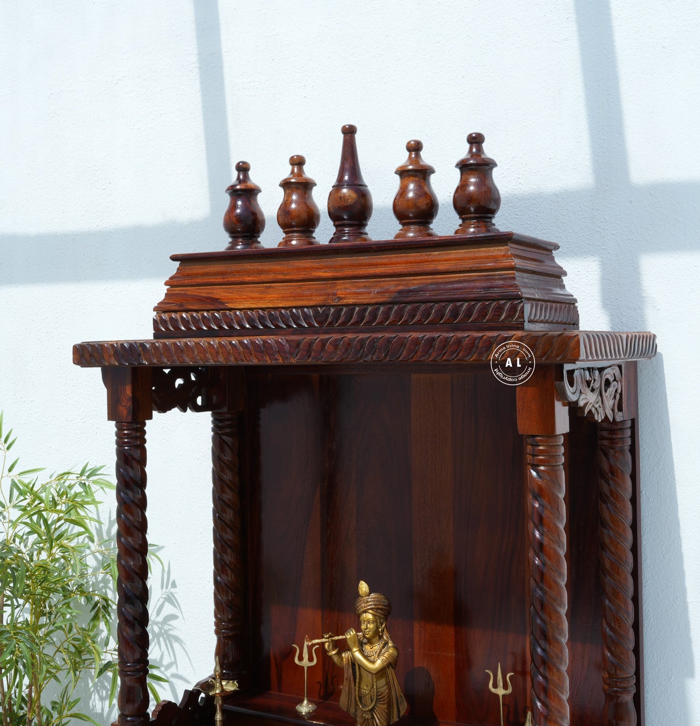 Large Wooden Temple with 2 door - Honey finish Arina Living