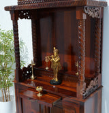 Large Wooden Temple with 2 door - Honey finish Arina Living