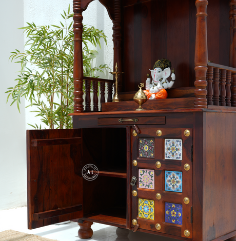 Flow Wooden Temple with Storage - Honey finish Arina Living