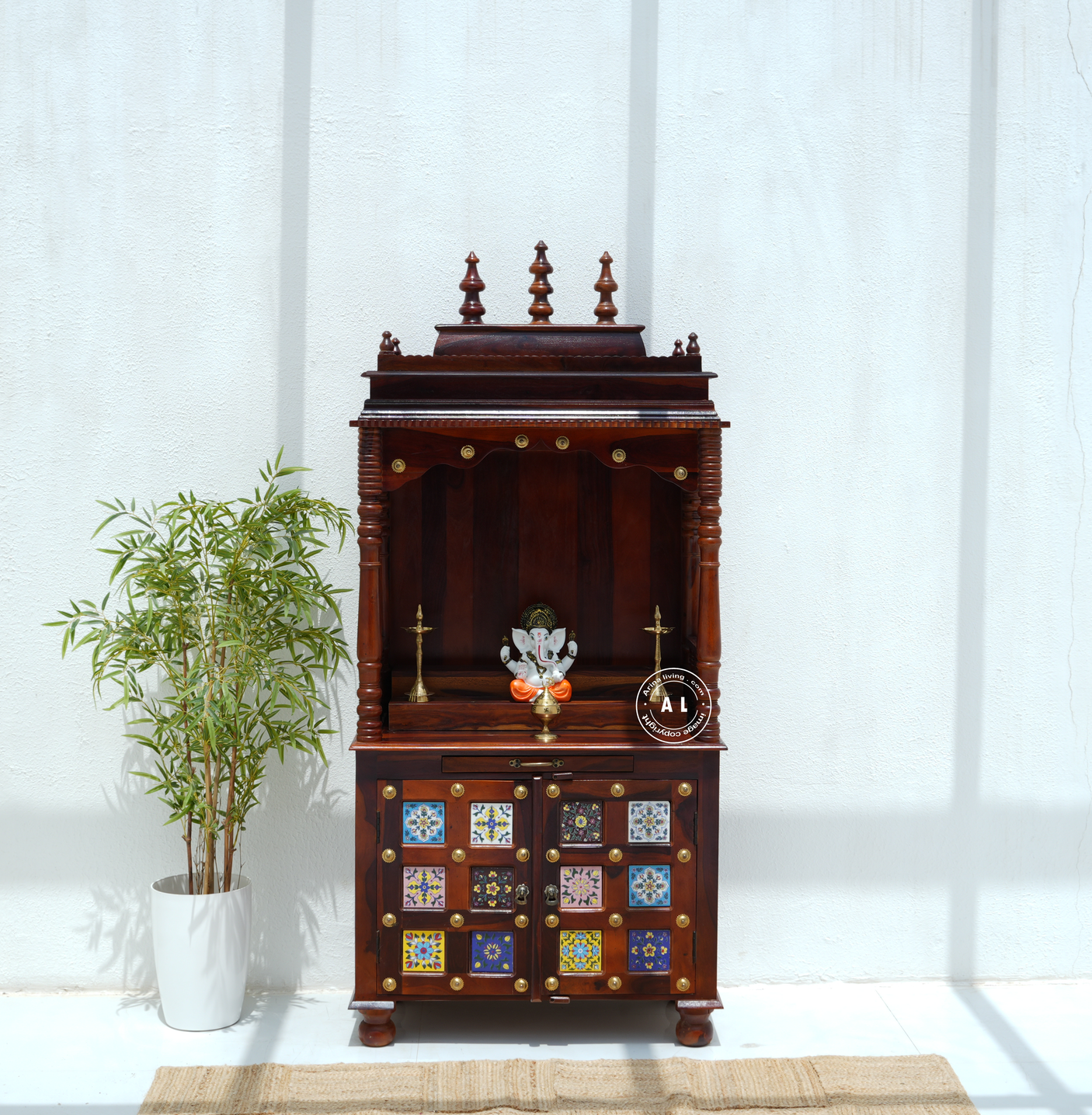 Flow Wooden Temple with Storage - Honey finish Arina Living