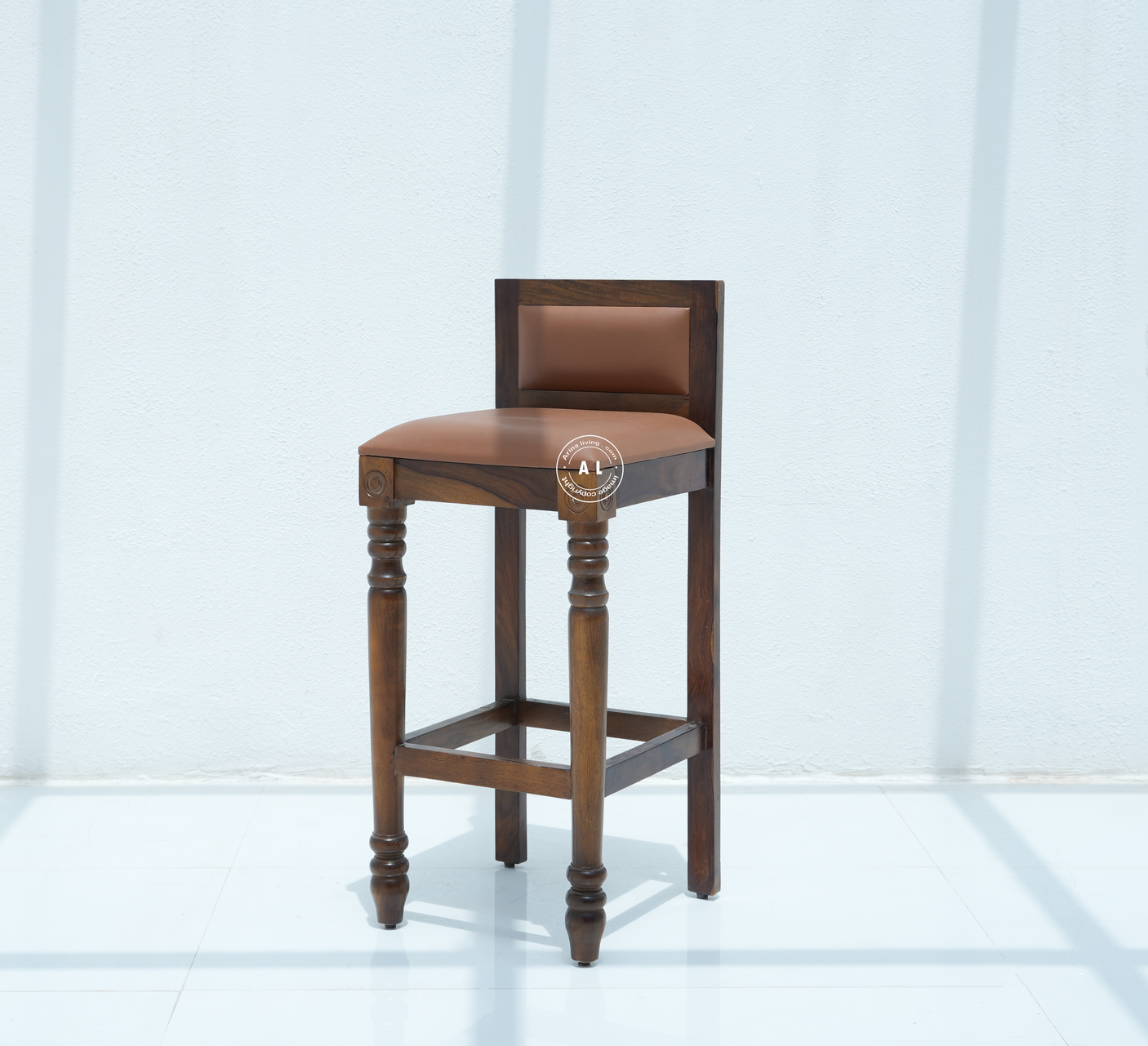 Evita Solid Wood Bar Chair with Cushioned Seat – Walnut Finish Arina Living