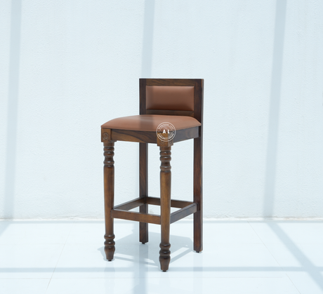 Evita Solid Wood Bar Chair with Cushioned Seat – Walnut Finish Arina Living