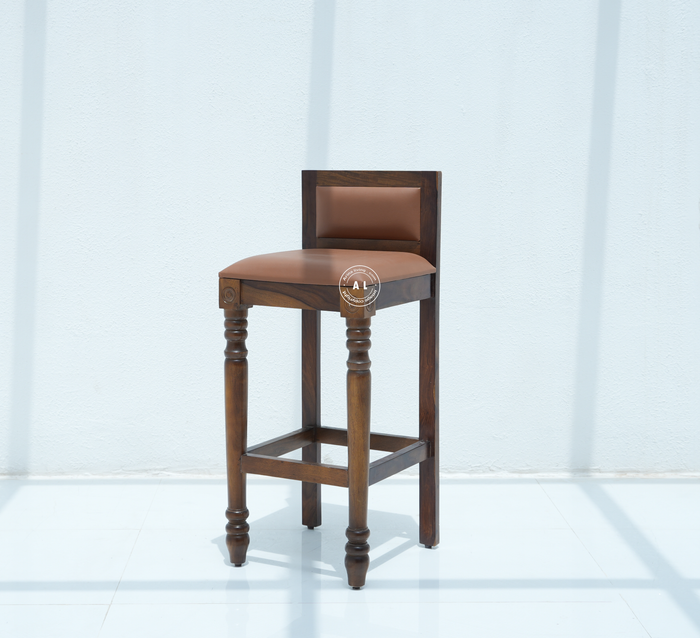 Evita Solid Wood Bar Chair with Cushioned Seat – Walnut Finish Arina Living