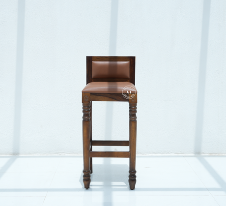 Evita Solid Wood Bar Chair with Cushioned Seat – Walnut Finish Arina Living