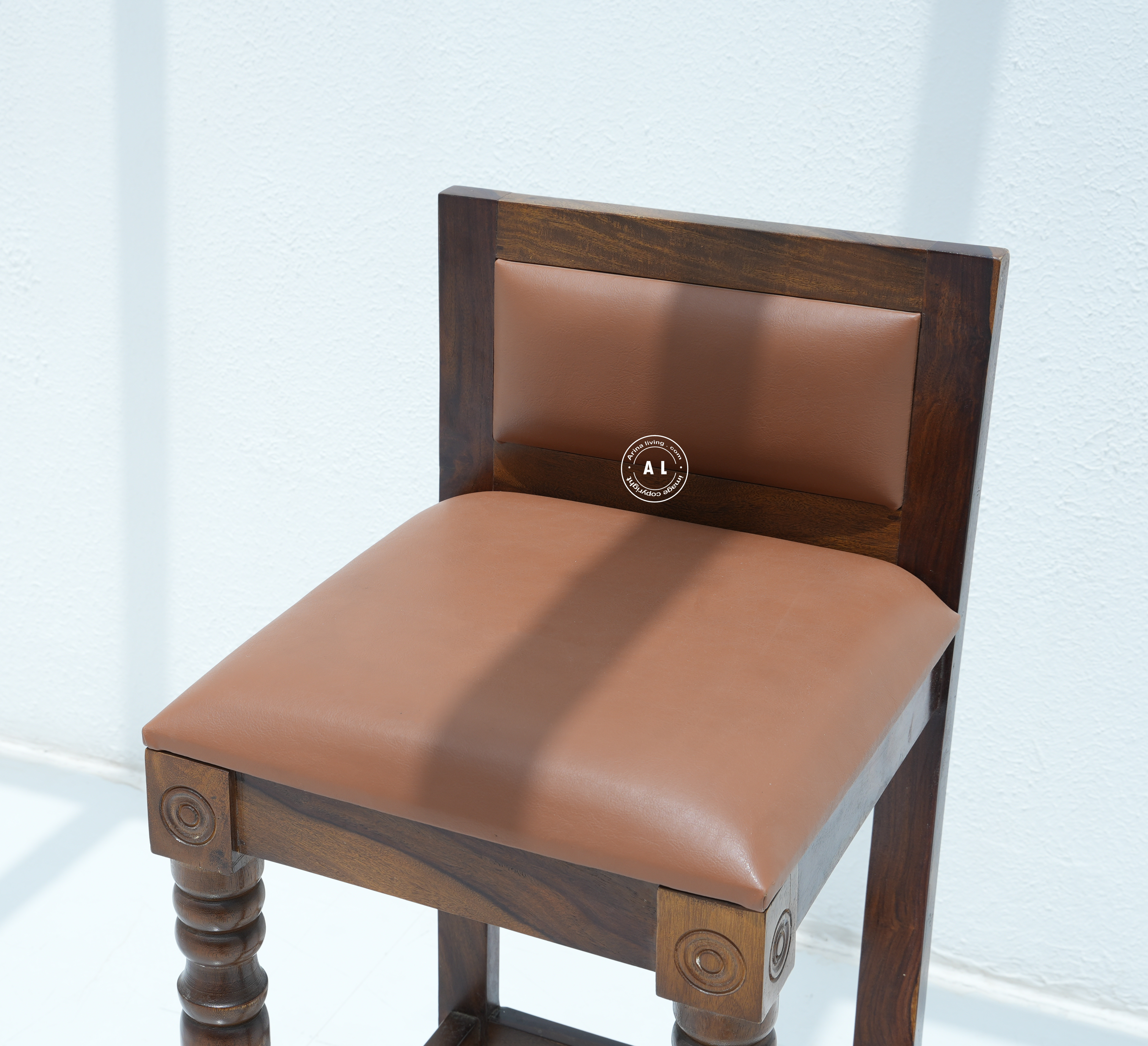 Evita Solid Wood Bar Chair with Cushioned Seat – Walnut Finish Arina Living