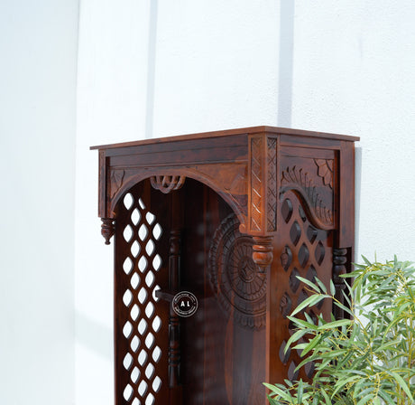 Wooden Temple with 2 Drawers  - Honey finish Arinaliving