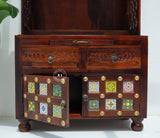 Wooden full size Temple with Storage - Honey finish Arina Living