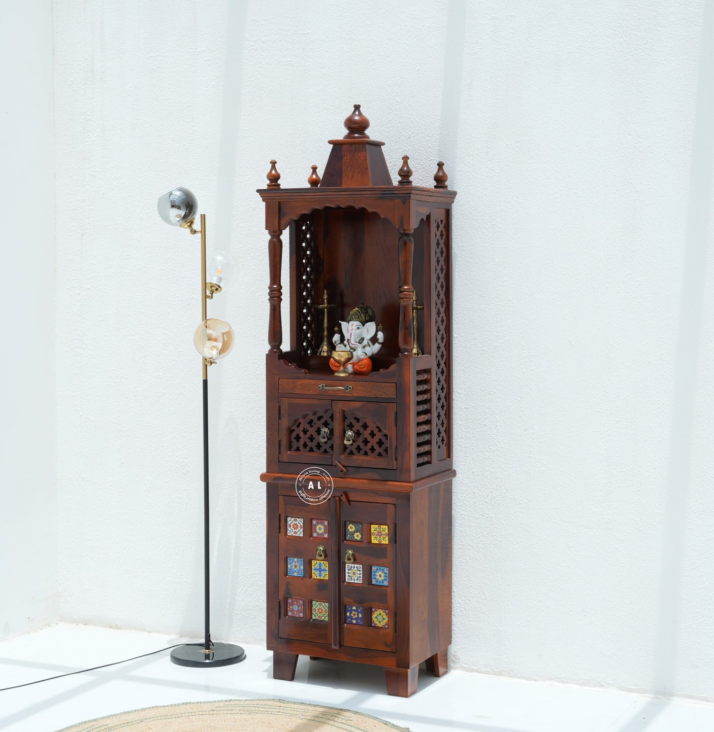 Wooden Home Temple with Storage - Honey finish Arina Living