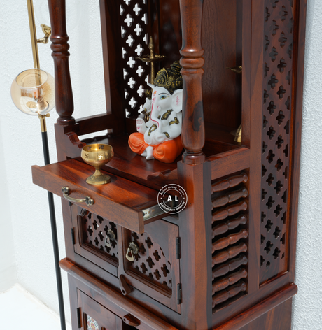 Wooden Home Temple with Storage - Honey finish Arina Living