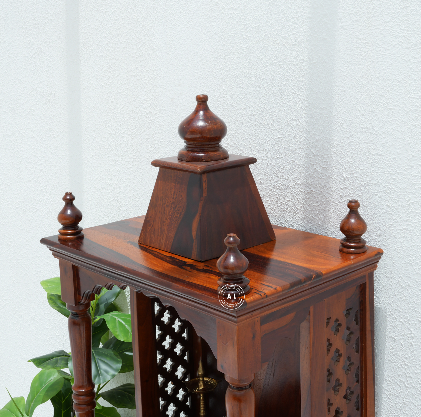 Wooden Temple with 2 door in Honey finish Arina Living