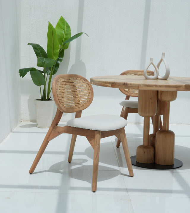 Aristil Acacia Wood Dining Chair with Cushioned Seat – Natural Finish , Single Piece Arina Living