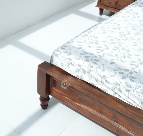 King size Acacia Wood bed - teak finish Arina Living