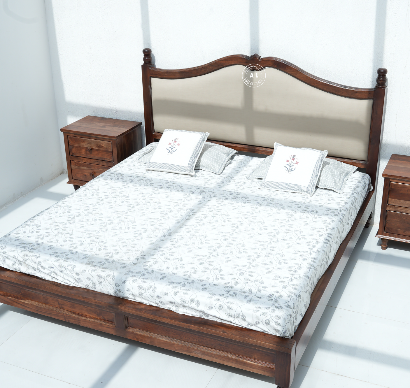 King size Acacia Wood bed - teak finish Arina Living